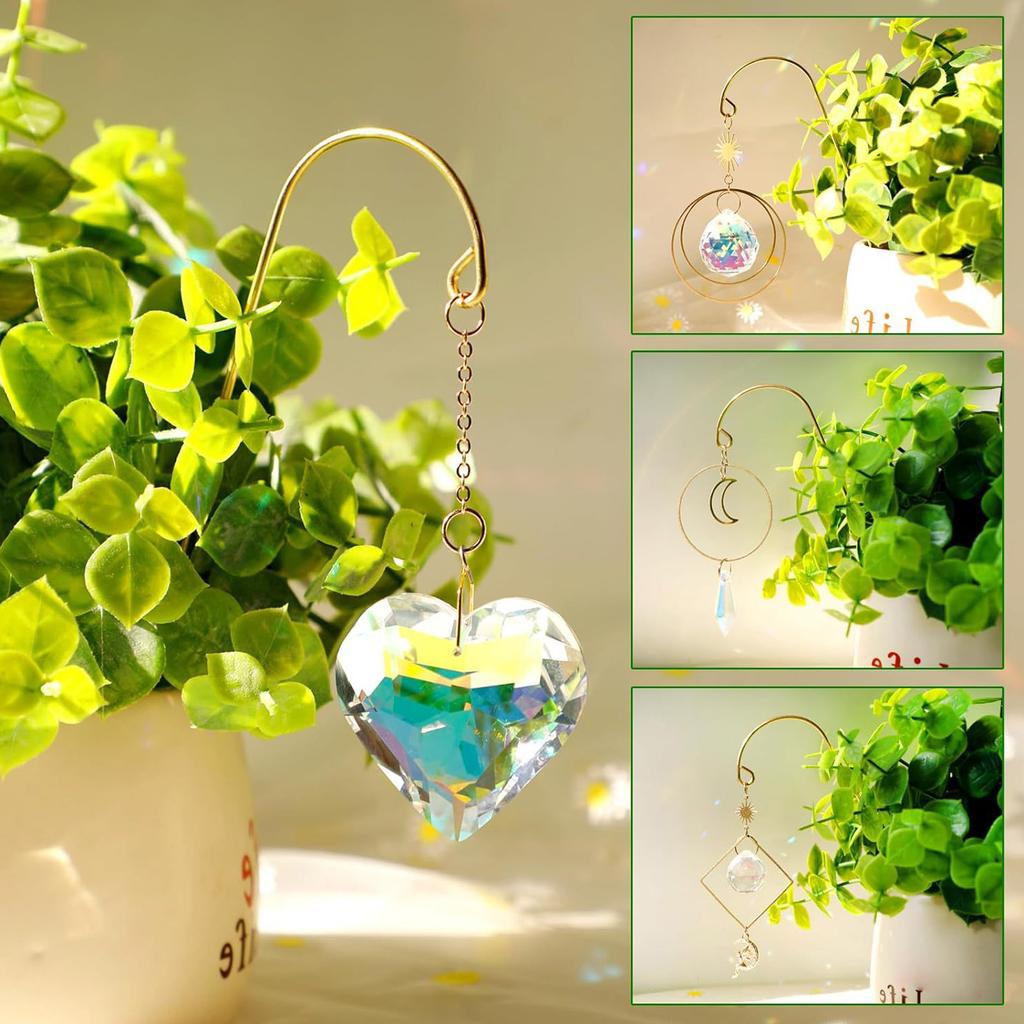 260Pcs DIY Crystal Suncatcher Kit For Garden Potted Plant Decoration With Metal Hooks And Colorful Glass Pieces