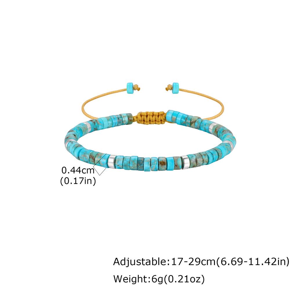 Natural Blue Beaded Bracelet for Men,Minimalist Handmade Adjustable Stackable Bracelet,Exquisite Boho Jewelry Gift