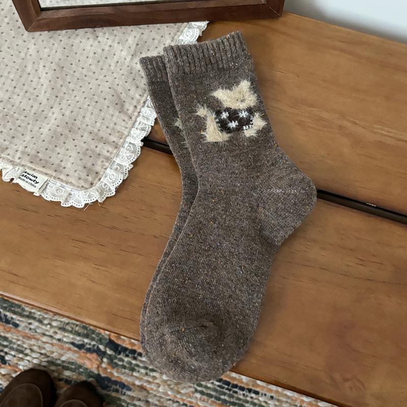 Wool socks autumn and winter tube socks Japanese warm winter cute cartoon dressing puppy stacking socks