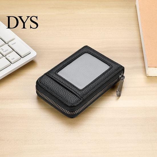 Minimalist Wallet with ID Window Slim Card Wallet, Thin Credit Holder Window, Solid Color Zip Closure Faux Leather Pouch for Cash Cards
