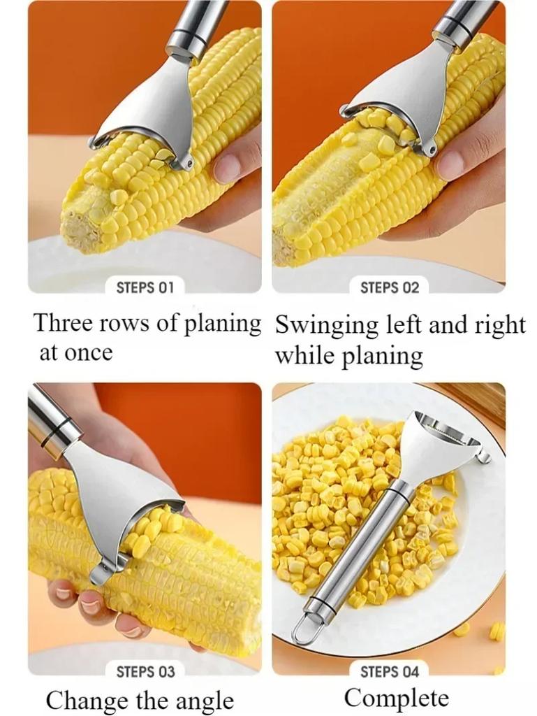 Corn Stripper Stainless Steel Manual Corn Planer Cob Stripper Reusable Corn Peeler Thresher Kitchen Fruit Vegetable Gadget Tool