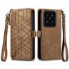For Xiaomi 14T Case Zipper Wallet Geometry Lines Leather Phone Cover