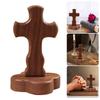Natürliches Walnussholz Religiöses Stehkreuz Ornament mit abnehmbarem magnetischem Ständer Kirche Zuhause Ostern Glaube Handwerk