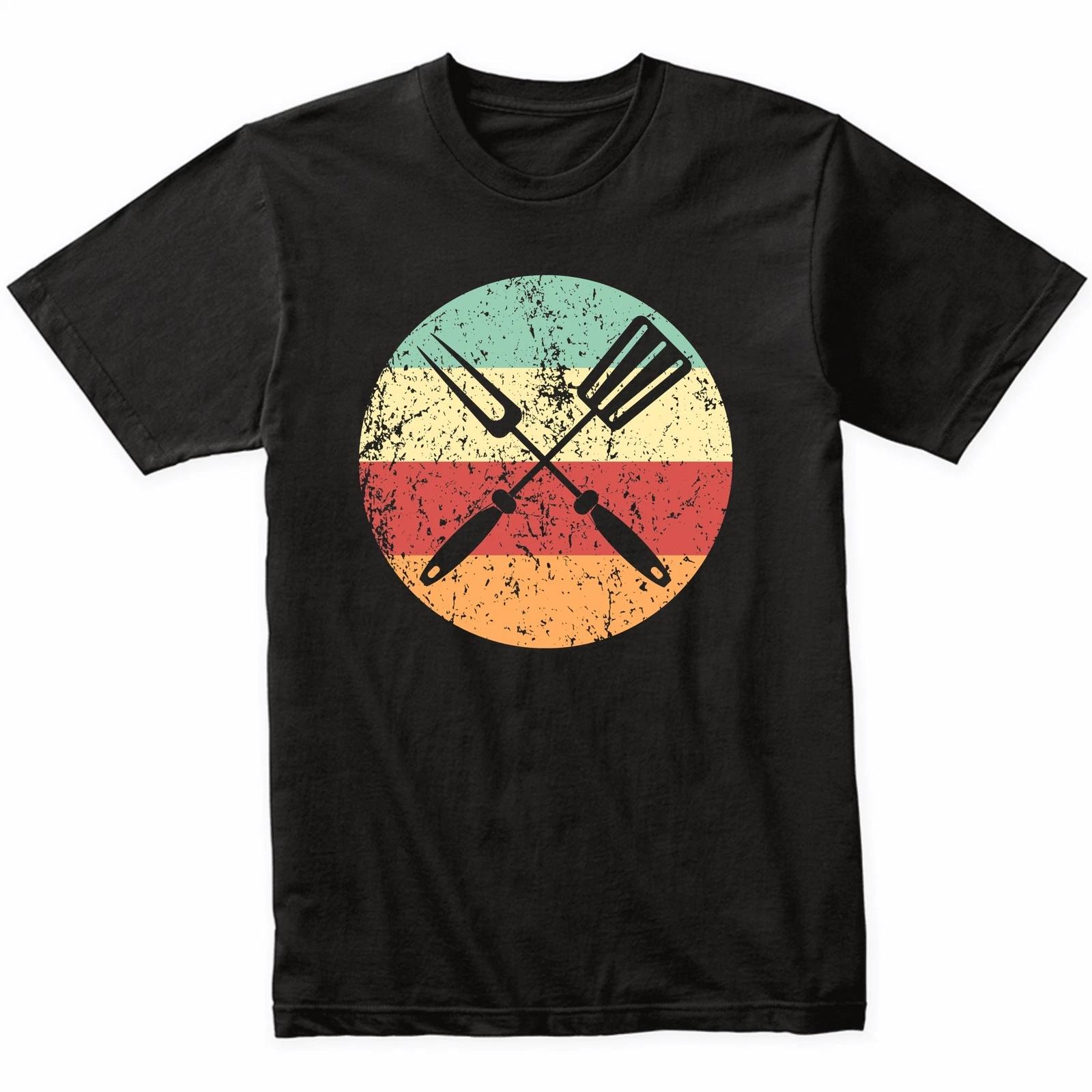 

Spatula And Fork Retro Style BBQ Cookout T-Shirt - Retro Colors 2XL