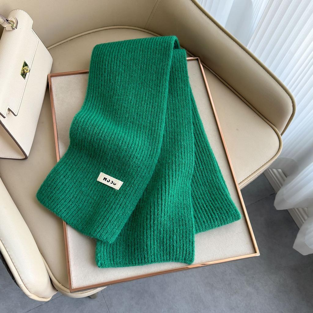 New Autumn and Winter Knitted Scarf Women's Fashion Classic Solid Color Versatile Scarf Simple Korean Version Thickened Warm Small Scarf
