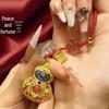 Cloisonné Enamel Copper Gourd Keychain: Luxurious 24K Gold High-End Ornament Gift for Couples and Clients