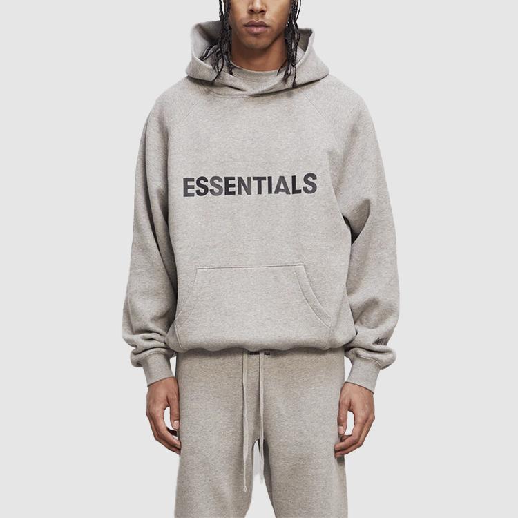 Fear of God Essentials Fleece Hoodie With Logo FW20 Unisex Hoodie Charcoal Oatmeal FOG-FW20-341