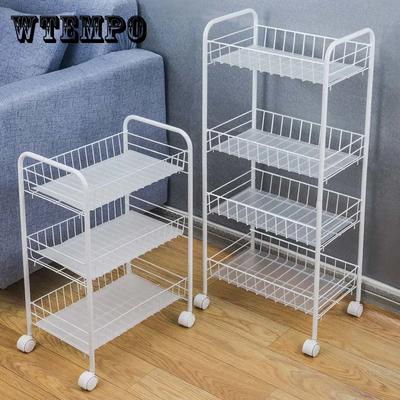 Multi-layer Vegetable Basket Kitchen Storage Rack Bedroom Organizer Food Snack Storage Rack Floor-standing with Wheels