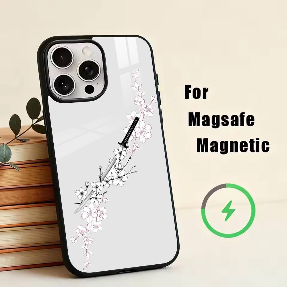 

K-Katana Phone Case For iPhone17,16,15,14,13,12,11 Plus,Pro Magnetic with Magsafe Wireless Charging iPhone17Air