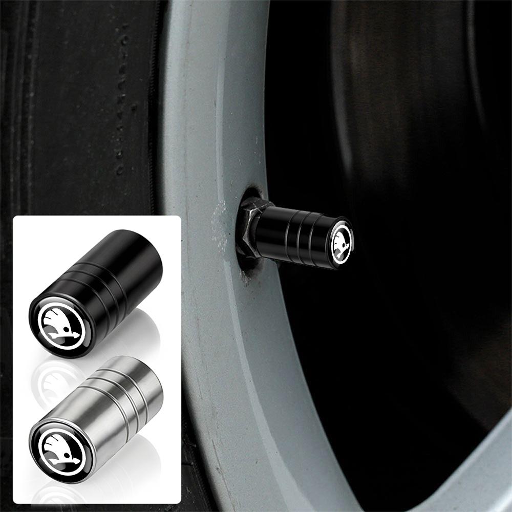 4Pcs Car Wheel Tire Valve Dust Caps Cover Bolt-In Accessories For Skoda S Kodiaq Fabia Kamiq Karoq Octavia 3 A5 A7 Rapid Scala HA5