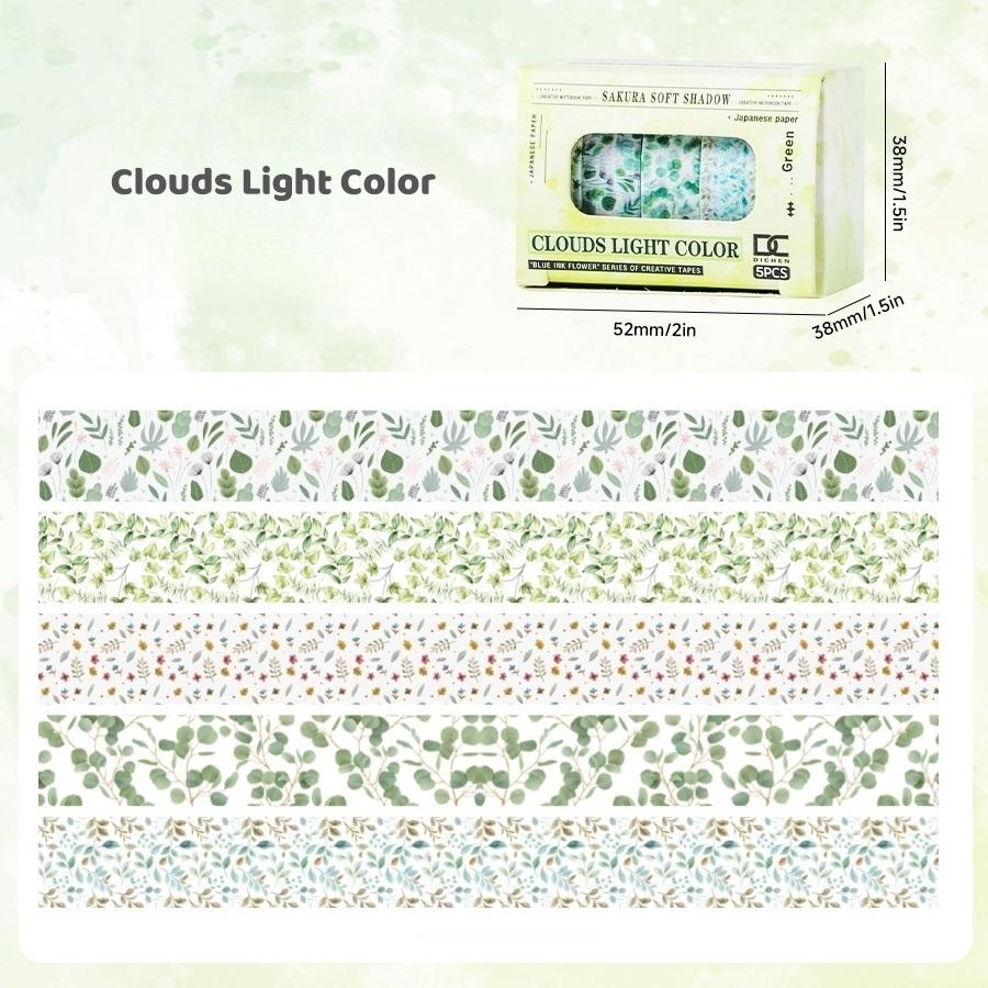 5 adet Sakura Çiçeği Washi Bant Seti Mini Bant Seti Yapışkan Maskeleme Bandı 1cm Dekorasyon Etiketleri Günlük DIY El İşi için