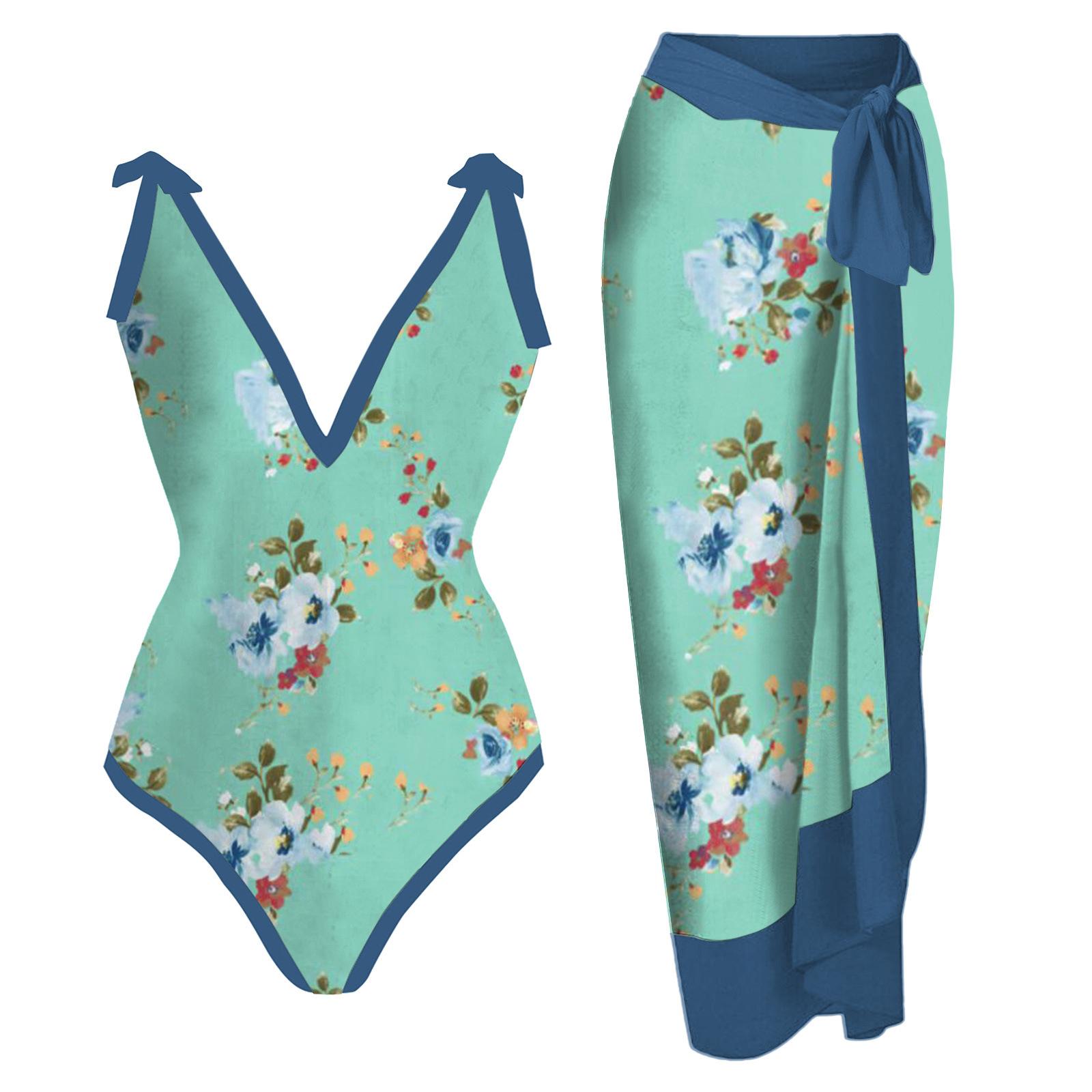 TS JYL-BK314 Halter Lace-Up Swimsuit, Figure Flattering Conservative Swimwear OneSize