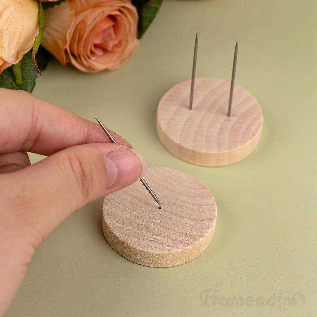 12 Pieces Crochet Dolls Display Stand Doll Holder Decorative Sturdy Metal Pins DIY Wood Base
