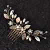 Woman's Alloy Hair Comb with Leaf Decor Woman Elegant Handmade Comb Barrette for Birthday Stage Party Hairstyle Making
