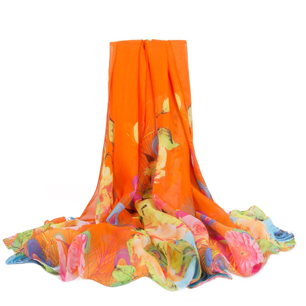 Extra Large Chiffon Printed Scarf White Shawl Dual-purpose Women's Korean Version Autumn and Winter Long Scarf Beach Towel for Women