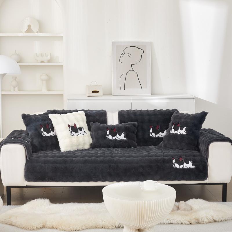 New Plush Sofa Cushion Autumn And Winter Non-Slip Seat Cushion Thickened Winter Leather Sofa Cover Backrest Cover Cloth Towel