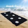 1pc Black Beach Towel with White Daisy Pattern, Perfect for Beach Vacation Picnic Fitness Yoga, Ideal Holiday Gift