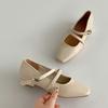 Silver French square head light mouth flat-soled single shoes women's summer 2025 new with skirt versatile soft-soled Mary Jane shoes