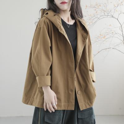 Damen Herbst Koreanische Klassische Oberbekleidung Mode Lose Kapuzenjacken Damen Freizeit Harajuku Vintage Mäntel
