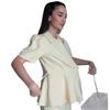2025 Autumn Women's Solid Color Waist-Tie Slimming Short Sleeve Top