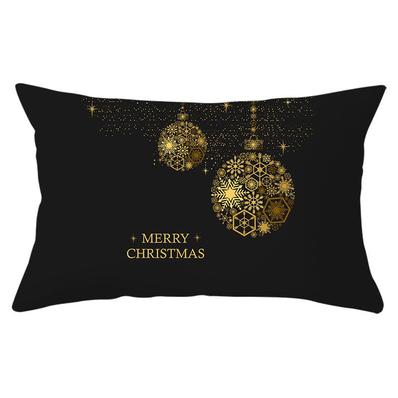 New Black Gold Series Christmas Peach Skin Print Waist Pillow Cover Home Accessories Cushion Cover Sofa Cushion Cover