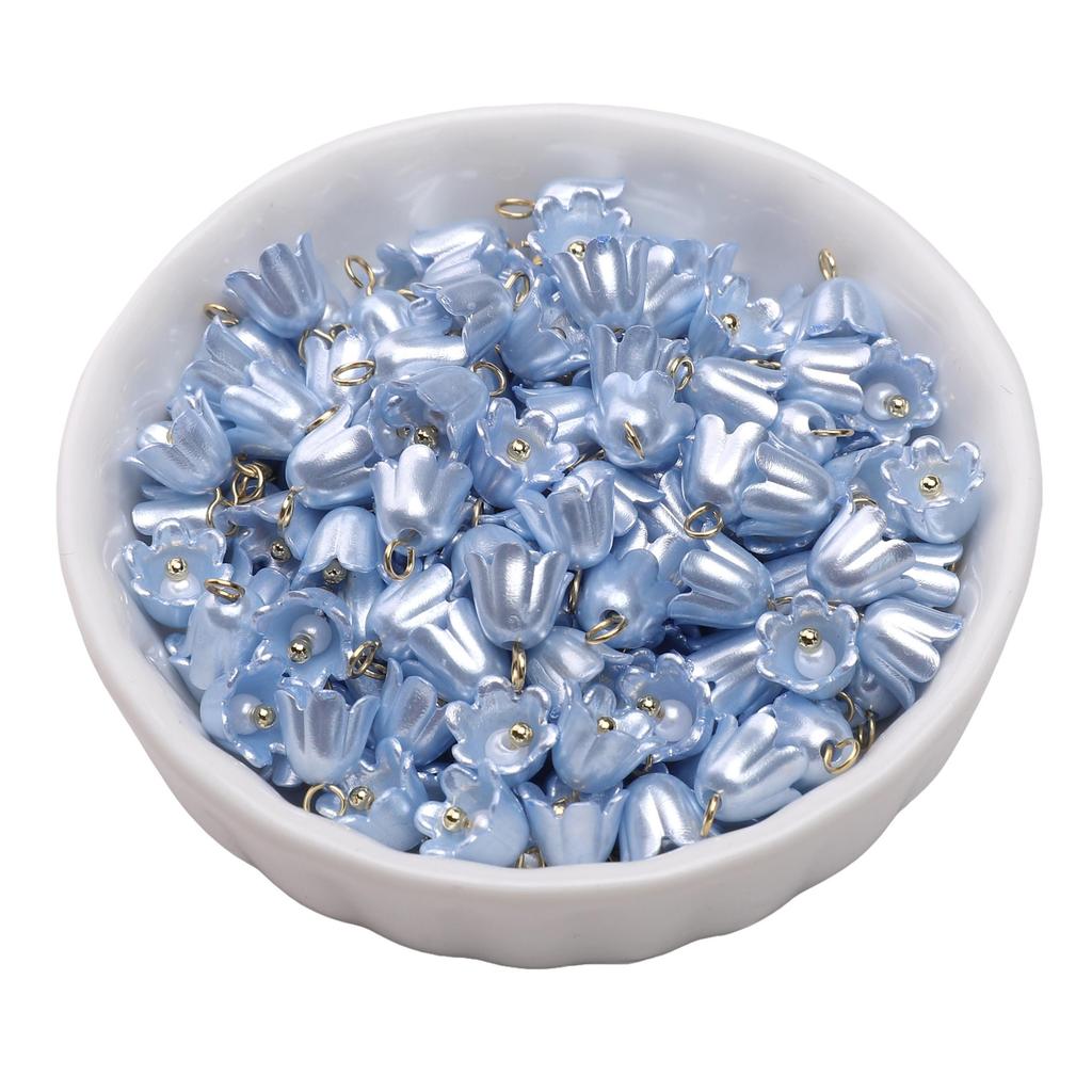 Acrylic Imitation Pearl Color Preservation Cream Lily Orchid Charms Pendant For Jewelry Making Accessories