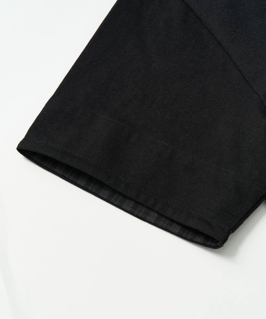 EXCONTAINER Check Layered Crop Half T-Shirt (Black)