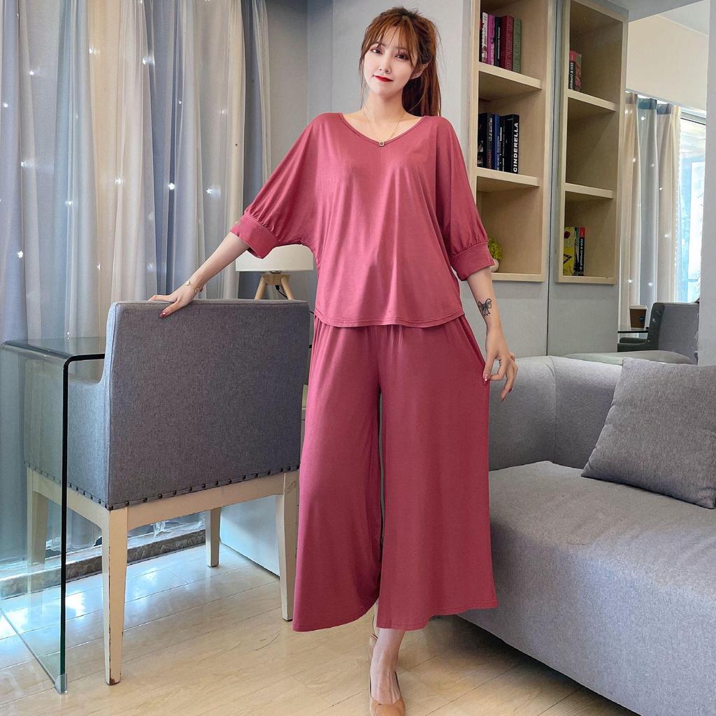 Korean Style V-Neck Batwing Sleeve Loose Top for Autumn and Spring