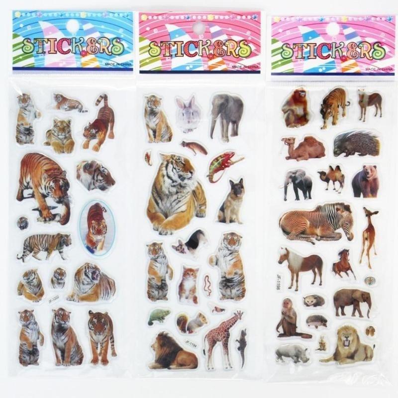 10 Sheets/set Wildlife Wild Animals Scrapbooking Bubble Puffy Stickers Tigers Lions stickers Kawaii