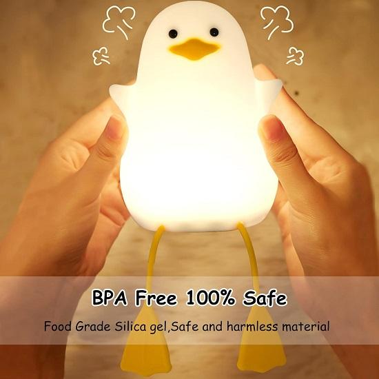 The Purple Tree Acrylonitrile Butadiene Styrene Cute Duck LED Night Lamp, Kids Room Light with Timer, Touch Control, Rechargeable, Seagull Lamp, Gifts