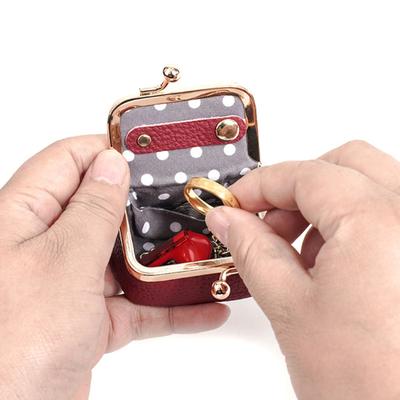 Ladies Mini Coin Wallet Jewelry Pouch Solid Color Kiss Lock Change Purse Small Storage Bag for Key Ring Coin Date Shopping