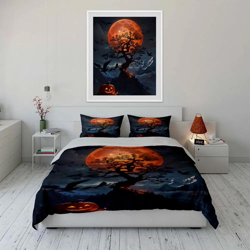 Halloween Themed Decoration Set Soft Comfortable Duvet Cover Bedding Set Included 1*Duvet Cover & 2*Pillowcases Gift