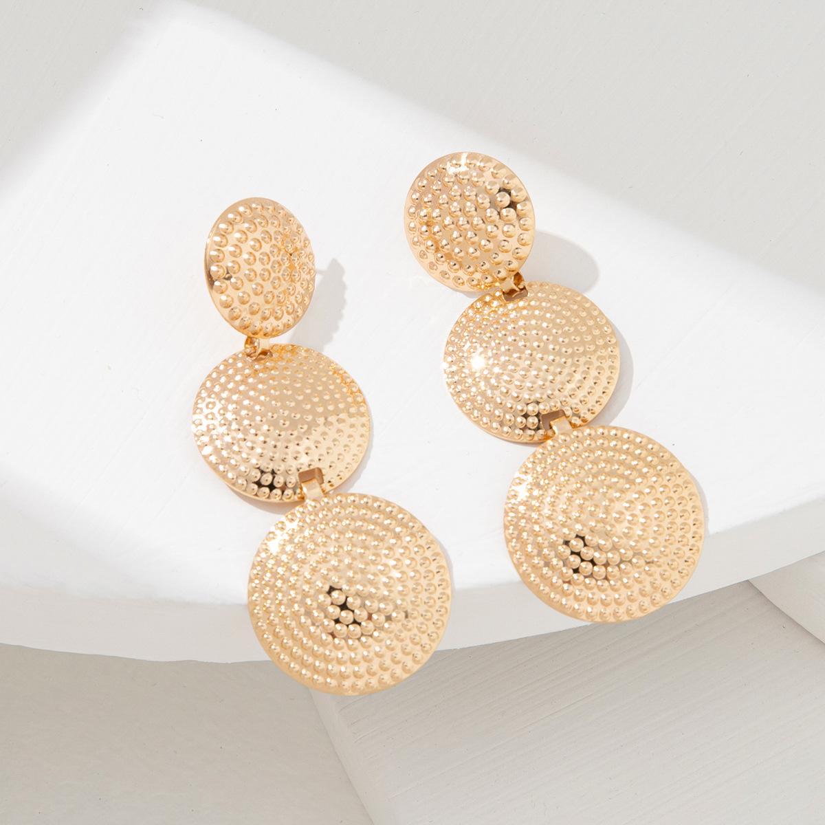 European Retro Multi-Layered Round Disc Women s Earrings