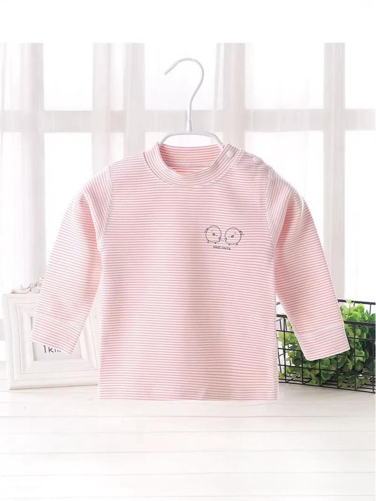 Velvet Cotton Shoulder Button Top for Kids – Baby & Toddler Pajamas – Round Neck, Soft Base Layer for Boys & Girls (Spring/Autumn)