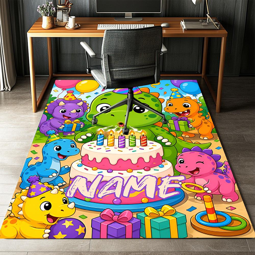 Custom Name Dinosaur Printed Carpet,Rug for Office Chair Living Room Bedroom Kitchen Room Decor Gifts.