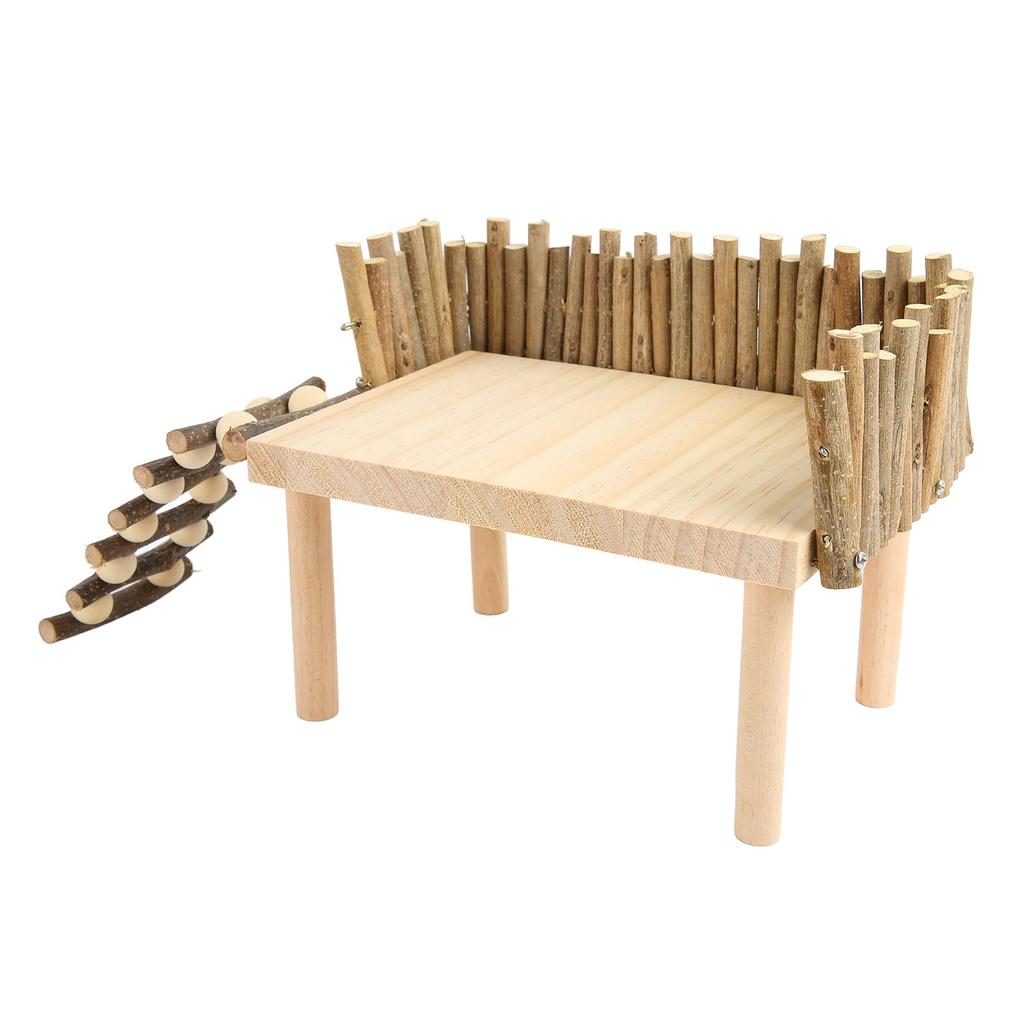 Hamster Kletterplattform Holz Kauspielzeug Kleintier Aktivitätsspielplatz mit Zaun für Gleitbeutler Goldhamster