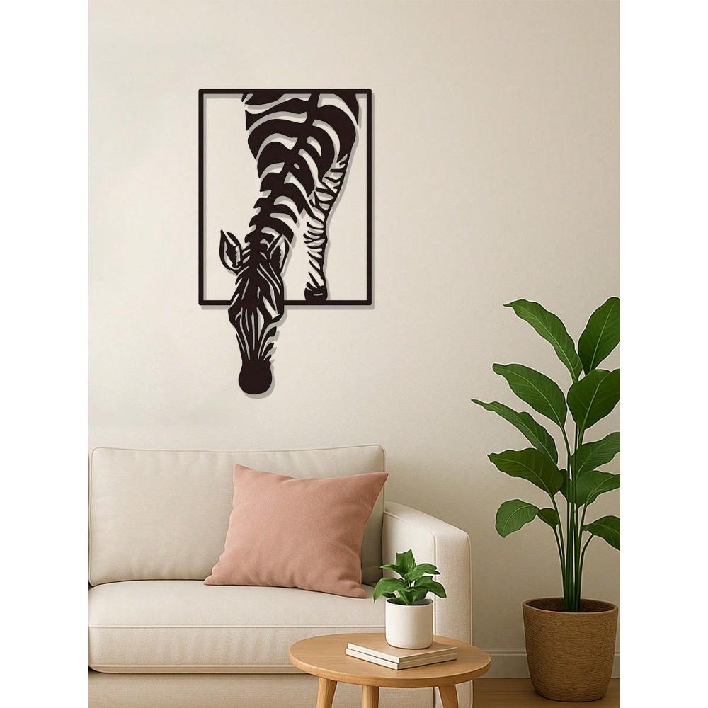 Minimalist Zebra Metal Wall Art Black White Animal Sculpture Farmhouse Home Decor Modern Wildlife Wall Hanging Living Room Office Unique Gift