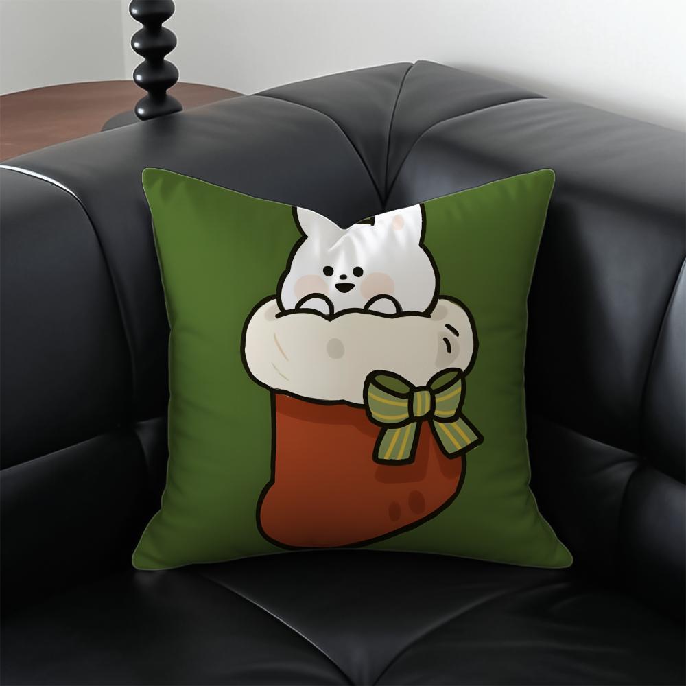 CChristmas Stocking Cushion Cover Pillow Case Antidustmite Invisible zipper silky plush cushion