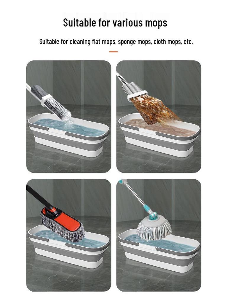 60cm Extra Large Foldable Rectangular Plastic Mop Bucket for Household Storage and Washing