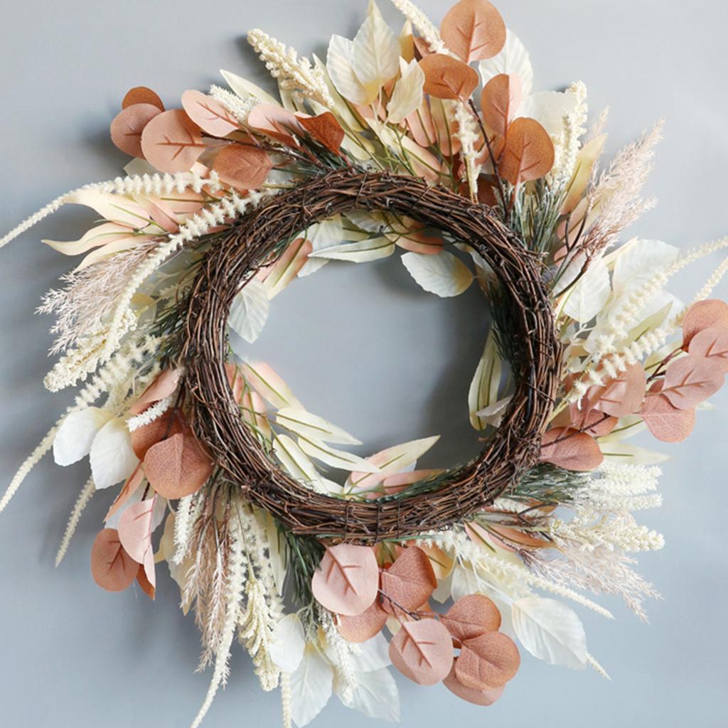 Artificial Ear of Rice Front Door Wreath for Window Hallway Farmhouses Home Decoration Thanksgiving Decoration Wreath