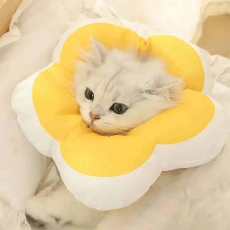 Waterproof Elizabeth Cat Collar Adjustable Neck Collar Cotton Pet Cone E-Collar with Cute Flower Pattern for Cat Dog Pet Collar