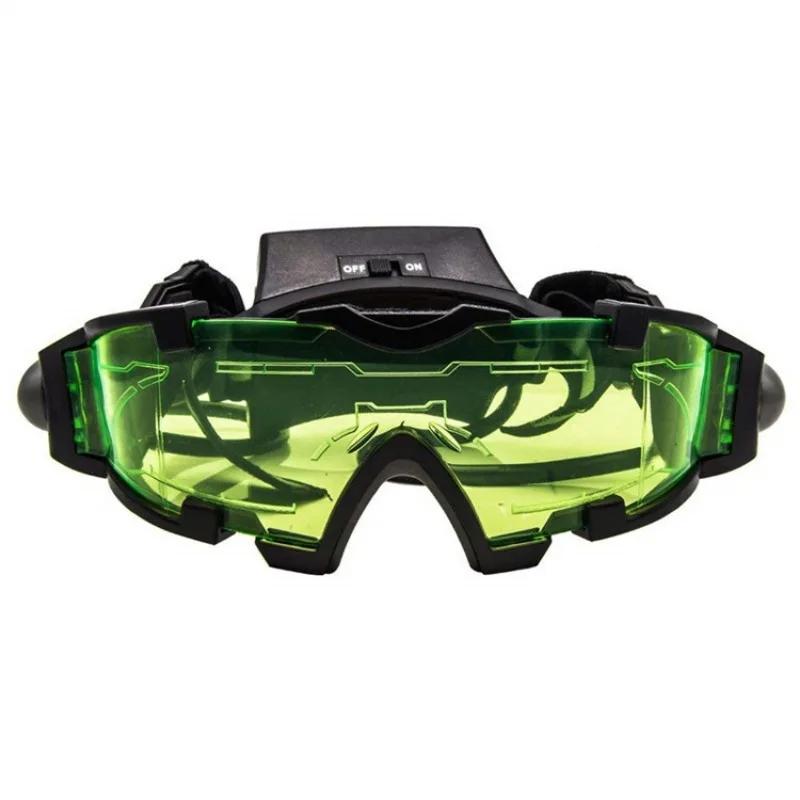 Justerbare LED Night Vision Glassbriller Motorsykkel Motorsykkel Racing Jaktbriller Briller med flip-out lys