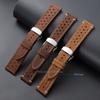 Vintage Cowhide Watch Strap Breathable Leather Watch Band 18mm 19mm 20mm 21mm 22mm 24mm Quick Relase Butterfly Buckle Bracelet
