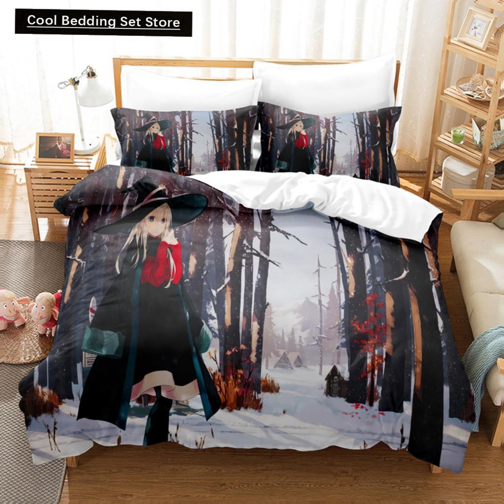 3D Print Anime Girl The Journey Of Elaina Bedding Sets Duvet Cover Set With Pillowcase Twin Full Queen King Bedclothes Bed Linen