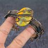 Bumble Bee Jasper Gemstone Handmade Copper Wire Wrap Cuff Bangle Adjustable H0w28