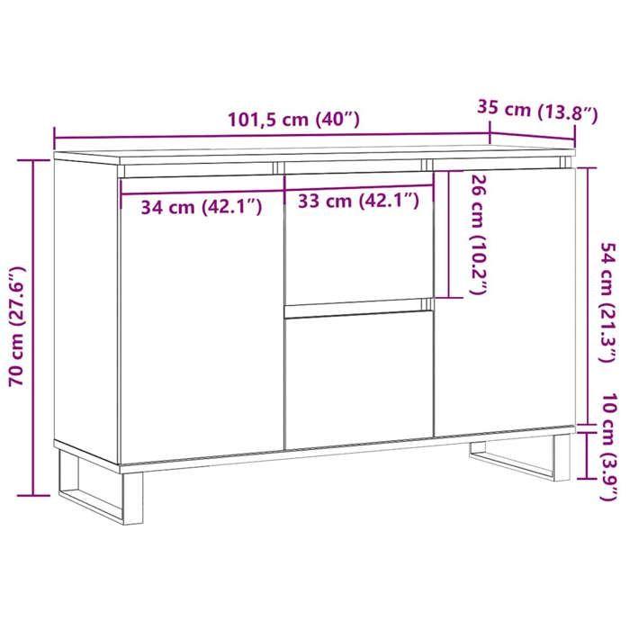 VidaXL Buffet, Armoire Latérale avec Pieds, Meuble de Rangement, Organisateur de Salon Salle de Séjour Intérieur, Sonoma 827218