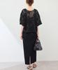 ROPE PICNIC Mesh Cord Embroidered Pullover Top In Black Women's (01)