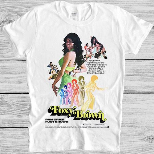 Foxy Brown T Shirt 785 70s Crime Movie Poster Cool Gift Tee L