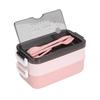 Lunch Box 2 Tier Stackable Container Folding Buckle Stainless Steel Insulated Lunch Box