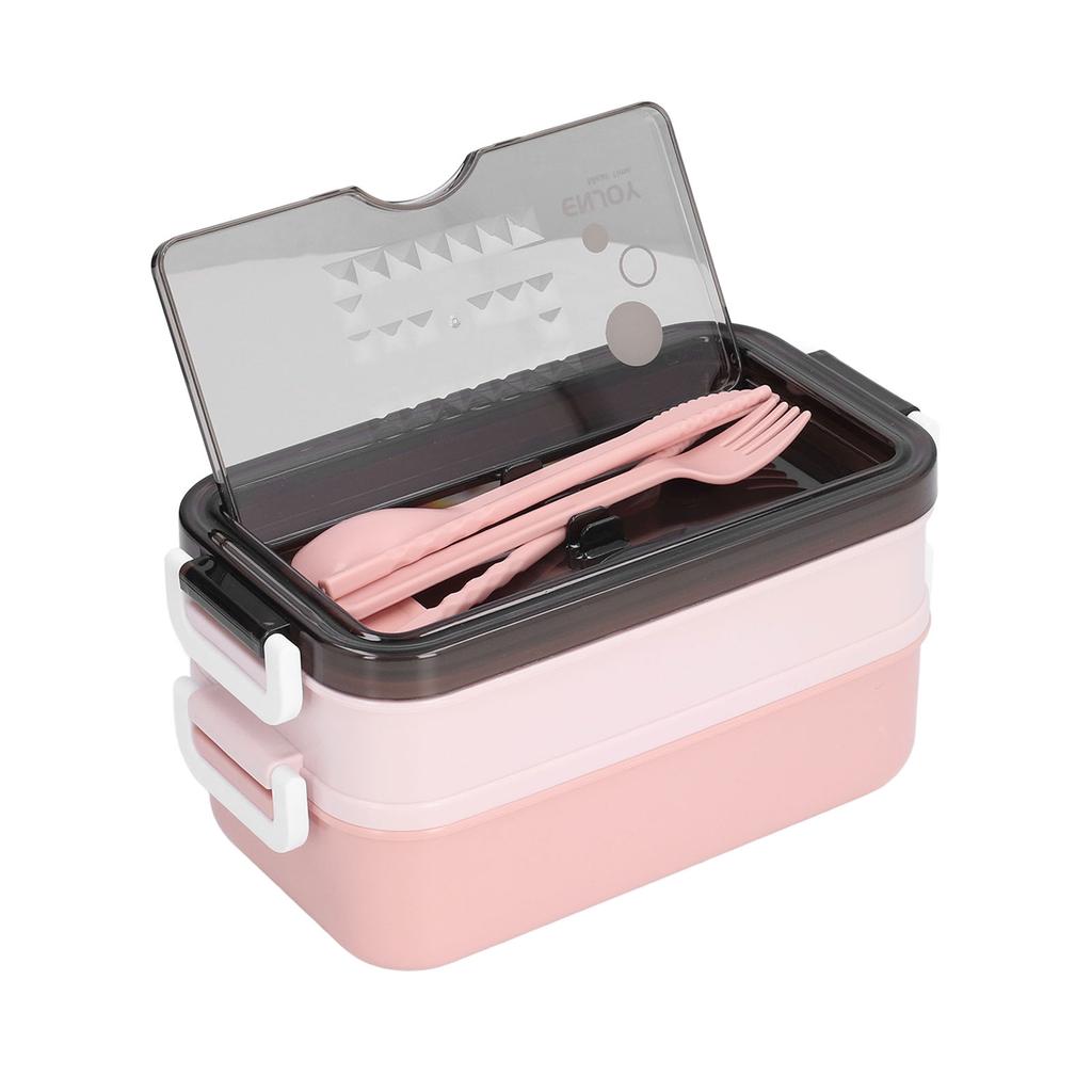 Lunch Box 2 Tier Stackable Container Folding Buckle Stainless Steel Insulated Lunch Box